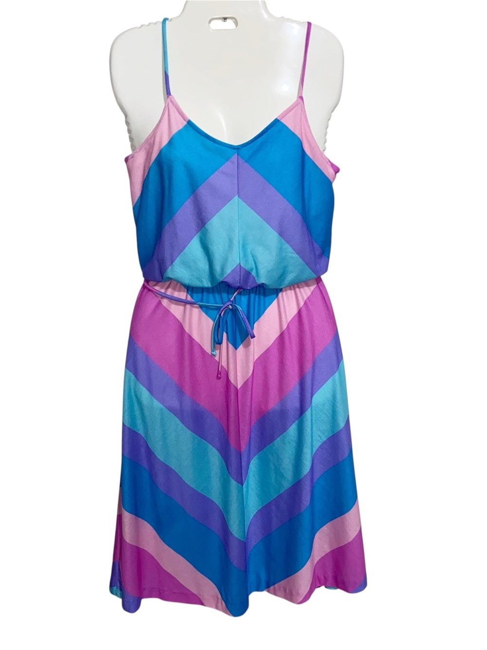 Vintage Betsy's Things Dress Small 70s 80s Sundress Retro Disco USA Chevron